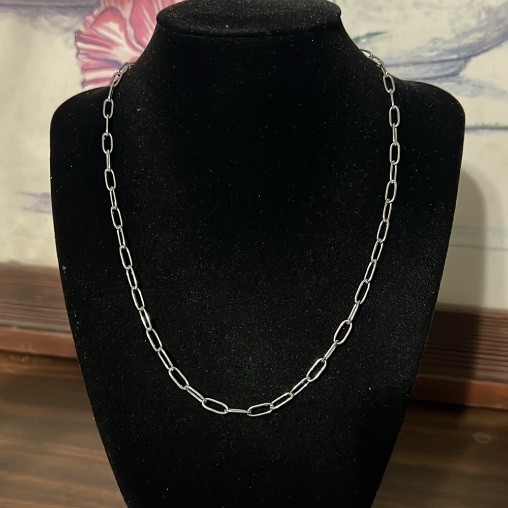 stainless steel paper clip link chain necklace